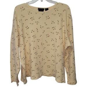 Sonoma Floral Thermal Waffle Knit Long Sleeve T XL Stretch Cottagecore Softgirl